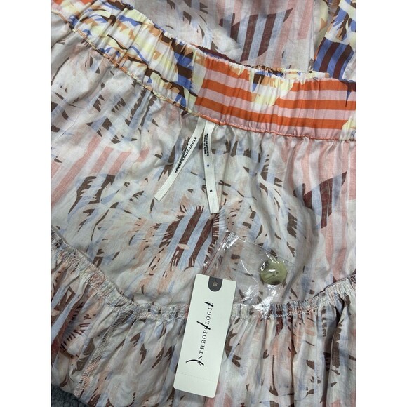 Anthropologie Midi Skirt Button Front Orange Floral Preppy Vacay Boho Sz S NWT - Picture 7 of 9
